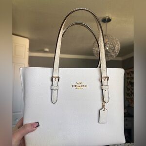 Coach White Leather Tote Bag